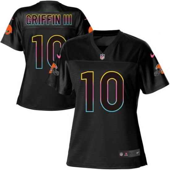 Nike Browns #10 Robert Griffin III Black Womens NFL Fashion Game Jersey